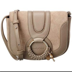 See by Chloe Women Hana Mini Saddle Leather Bag Motty Grey “ Back Corner Dirty”